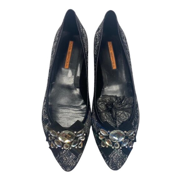 Via Spiga Black Sequin Flat Holiday Shoes V-Bosh 11319020 Size 8.5 New in Box - Picture 2 of 9